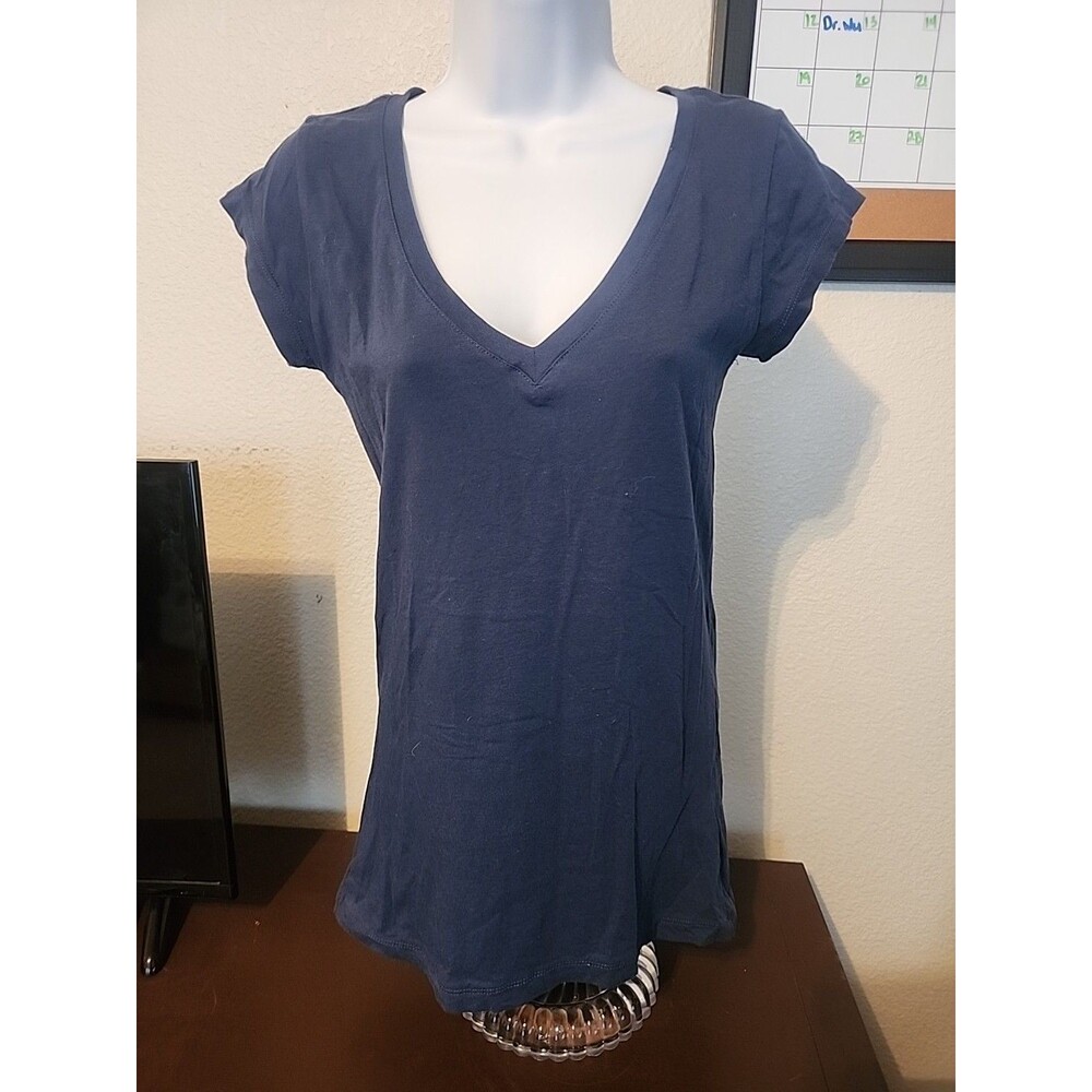 Full Tilt Blue V-Neck T-Shirt Womens Size L Large Short Sleeve Basic Tee Top